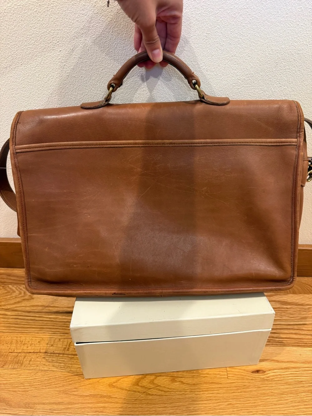 vintage Coach Prescott briefcase in British tan leather 5275